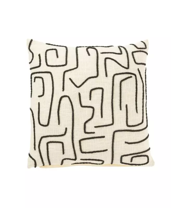 Подушка Черные линии на белом, хлопок 50x50x15