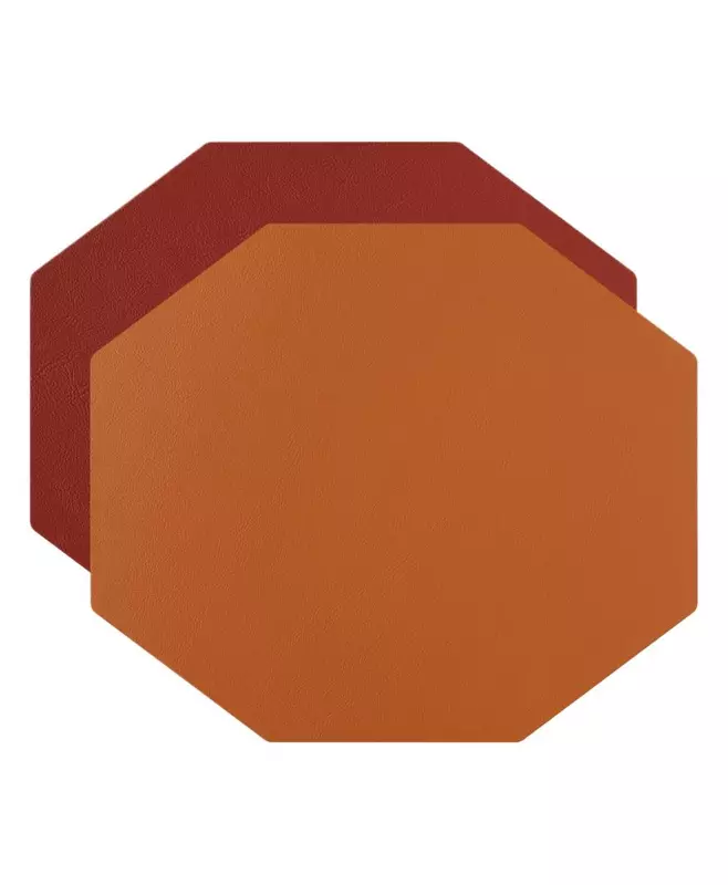 Плейсмат октагон, cognac / bordeaux, 44,5х38х1,5