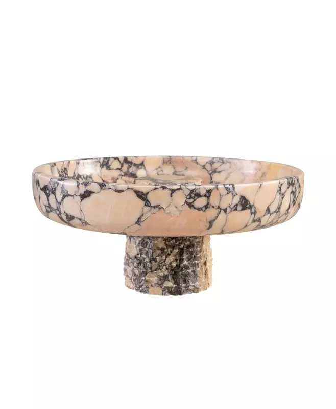 Блюдо-пьедестал Chisel, мрамор Calacatta, 36х36х15