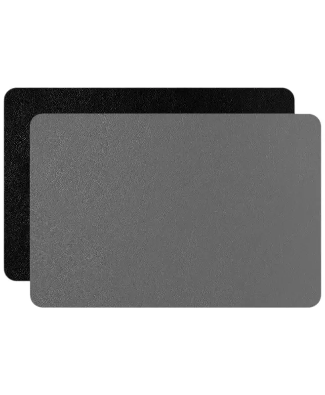 Офисный плейсмат двусторонний, grey / black, 48х65, кожа